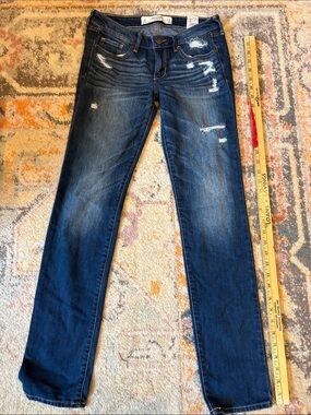 Abercrombie & Fitch Men's Slim Straight Distressed Dark Blue Jeans